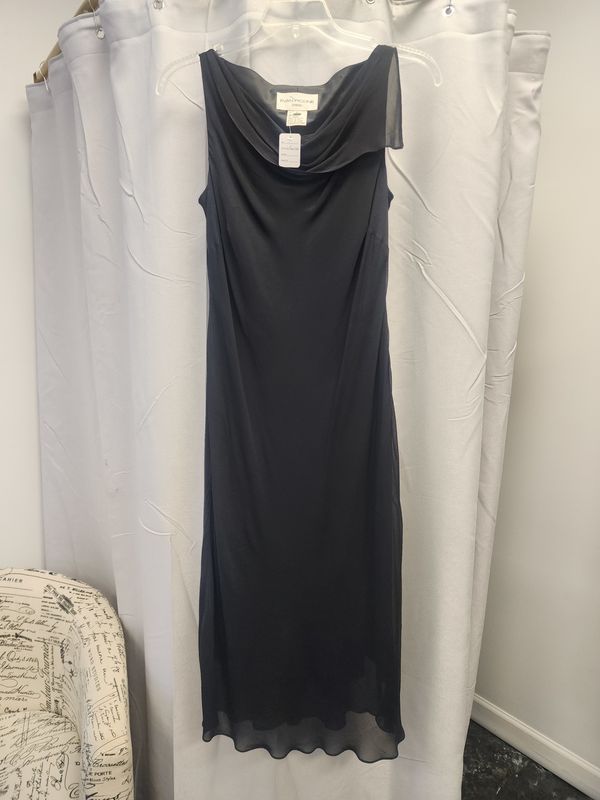 Evan Picone Drape Neck Black Dress (10) Pre-owned