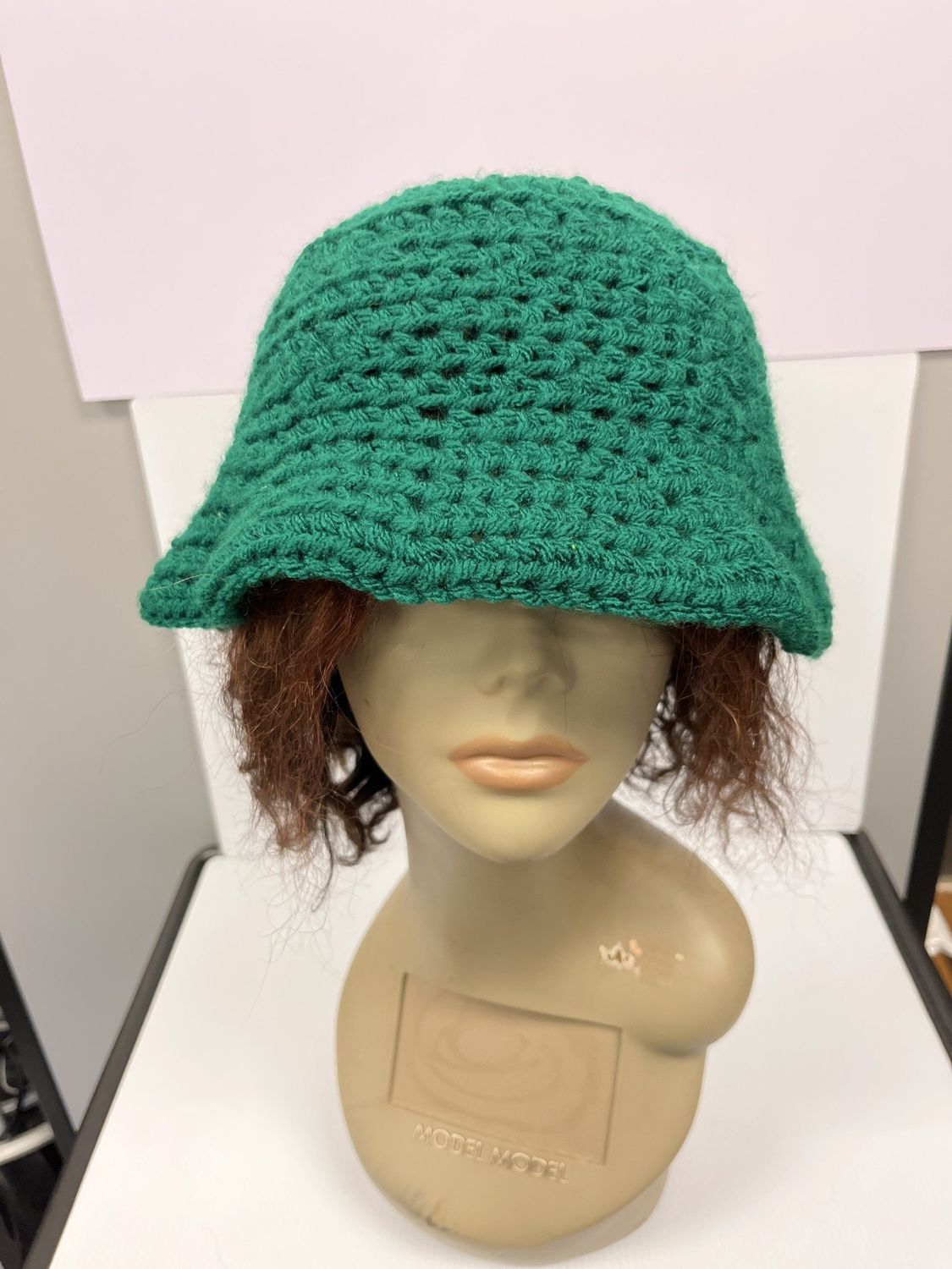 Green Crochet Bucket Hat (OS)
