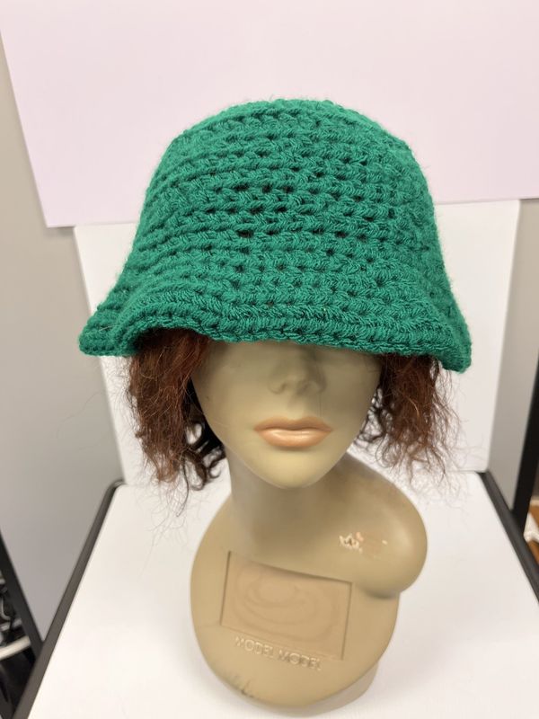Green Crochet Bucket Hat (OS)