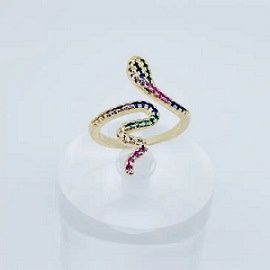 Snake-shaped Cubic Zirconia Opening Ring