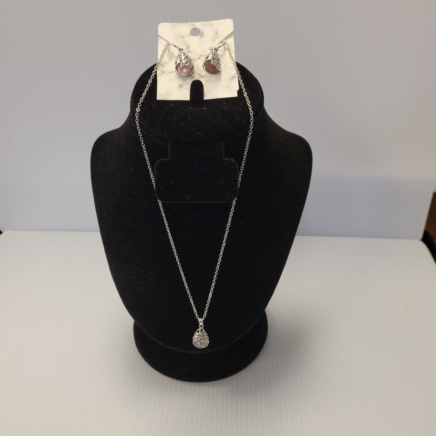 Pink Crystal Earring/Necklace Set