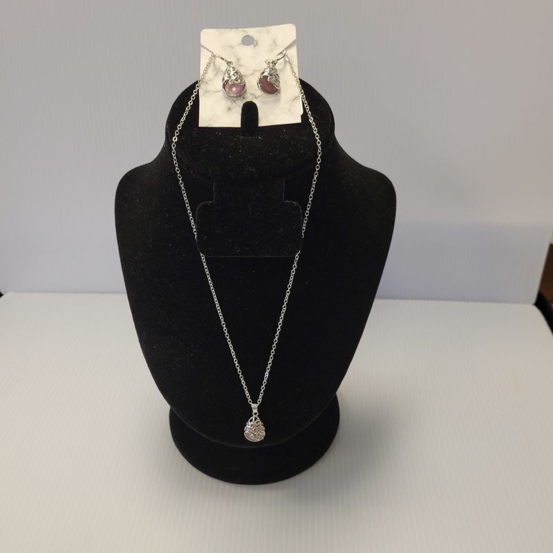 Pink Crystal Earring/Necklace Set