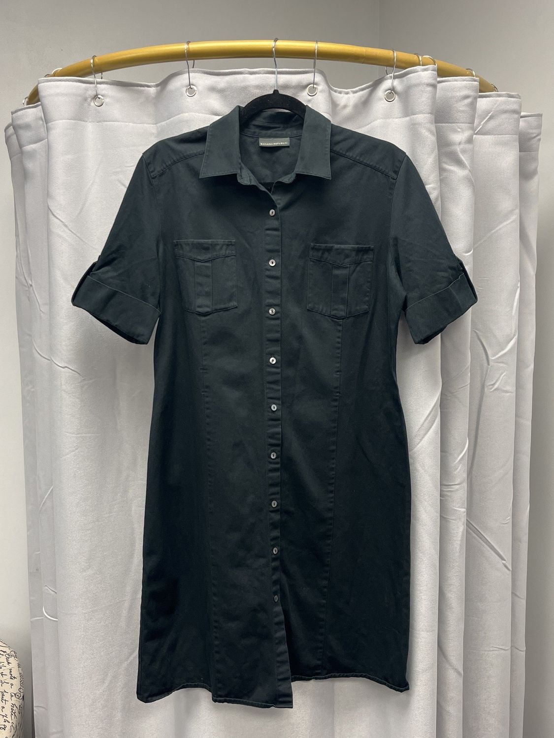 Banana Republic Black Button Down Shirt Dress (M) Pre-owned