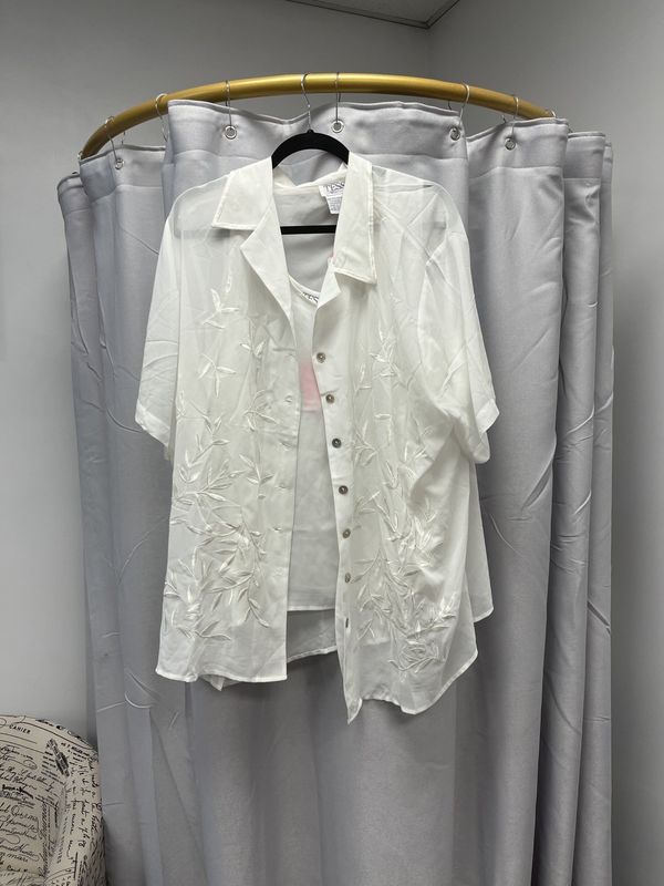 Ivory Twin Set Top By Tess 3X Plus (NWT)