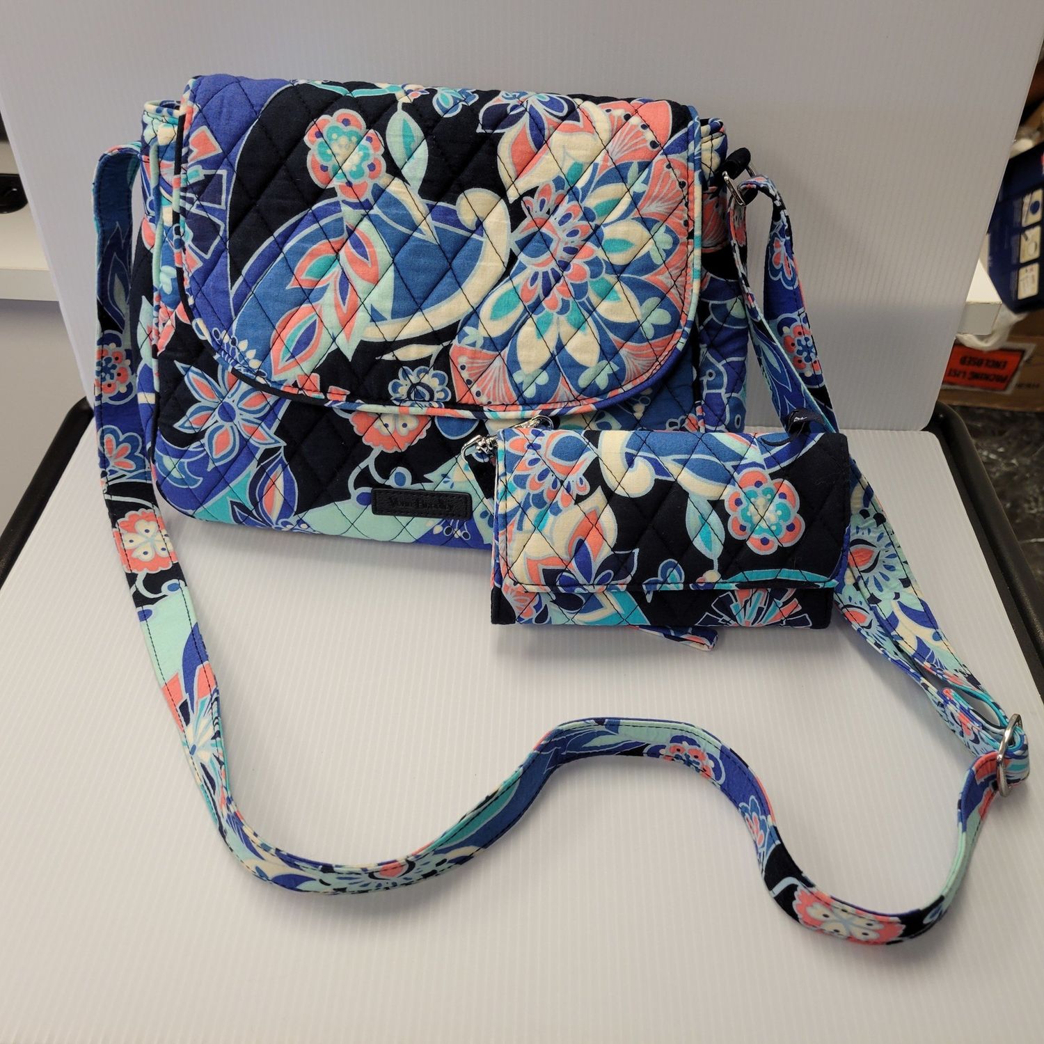 Vera Bradley Blue/Pink Floral Bag &amp; Wallet