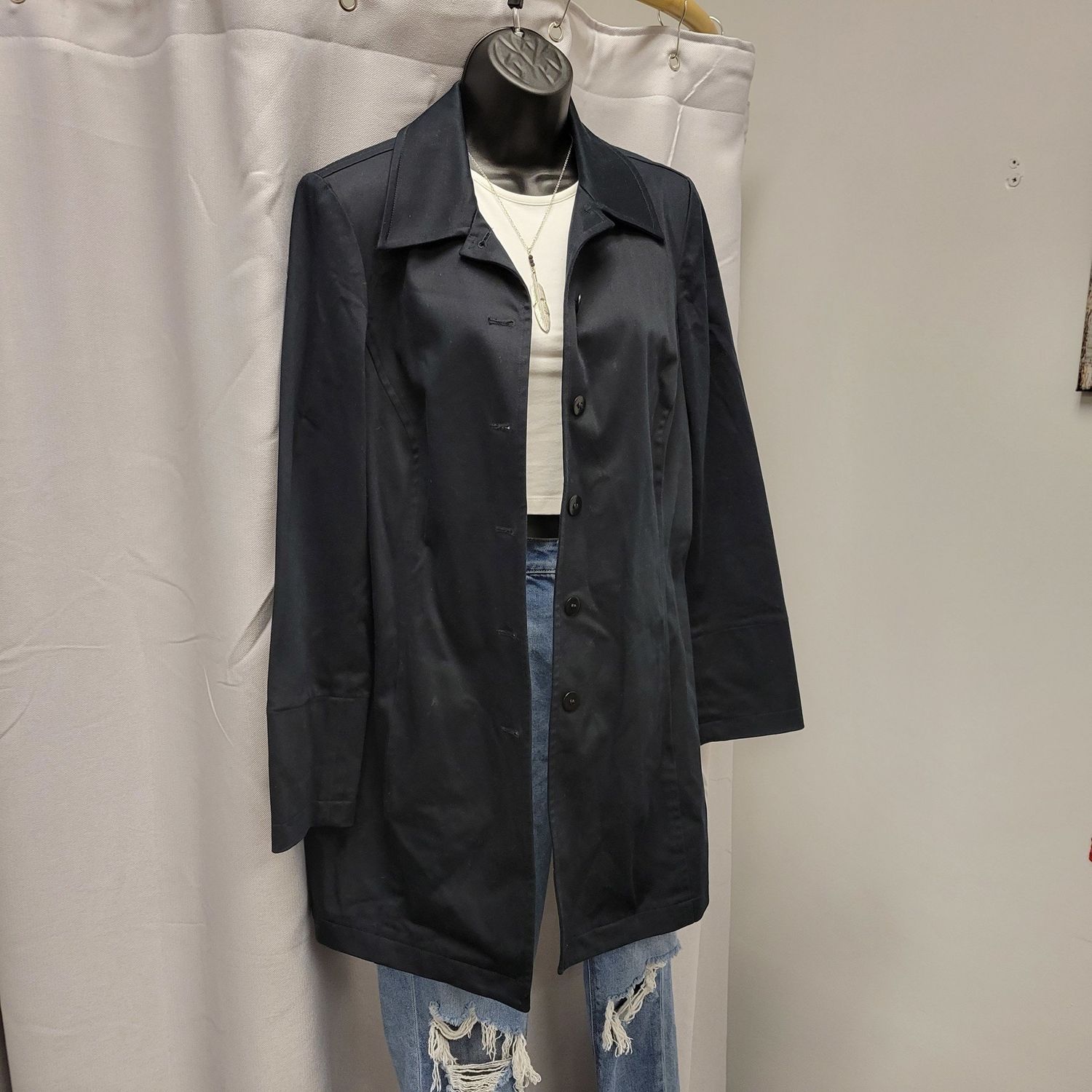 Renfrew Black Trench Coat (10) Pre-owned