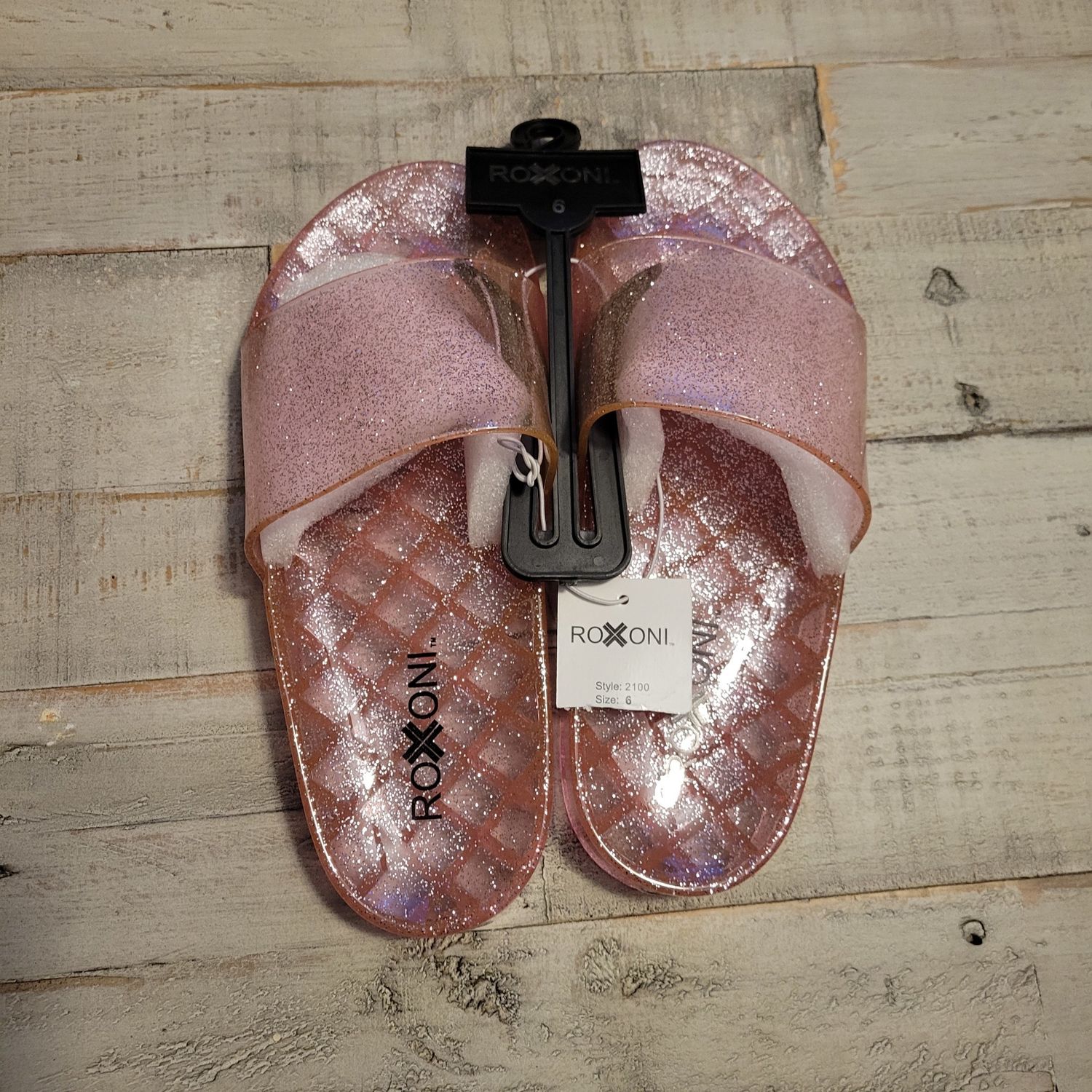 Pink Glitter Jelly Slides S(6)