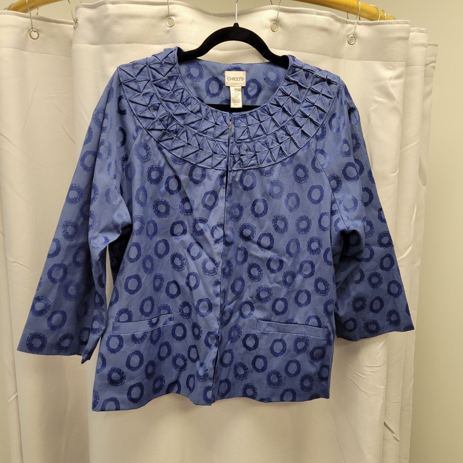 Chico&#39;s Blue Hook Front Jacket (3) Pre-owned