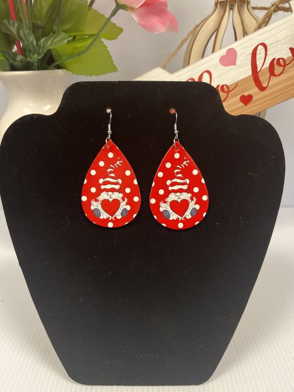 Red Polka-Dot Gnome Earrings