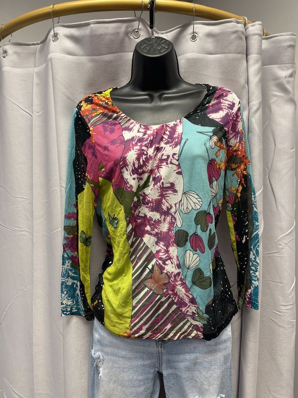 Lynn Ritchie Silk Abstract Print Top (M) Pre-owned