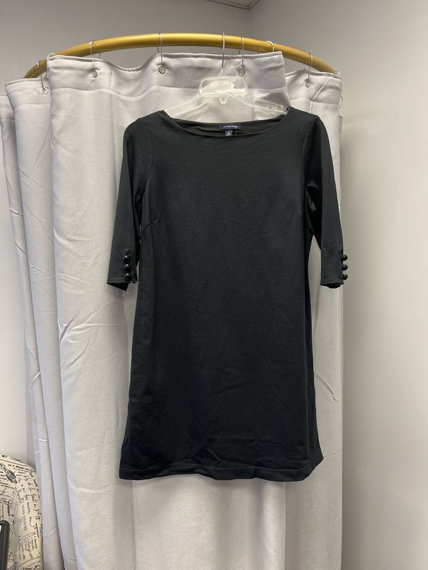 Lands End Black Midi Dress 3/4 Sleeve (14) Pre-owned