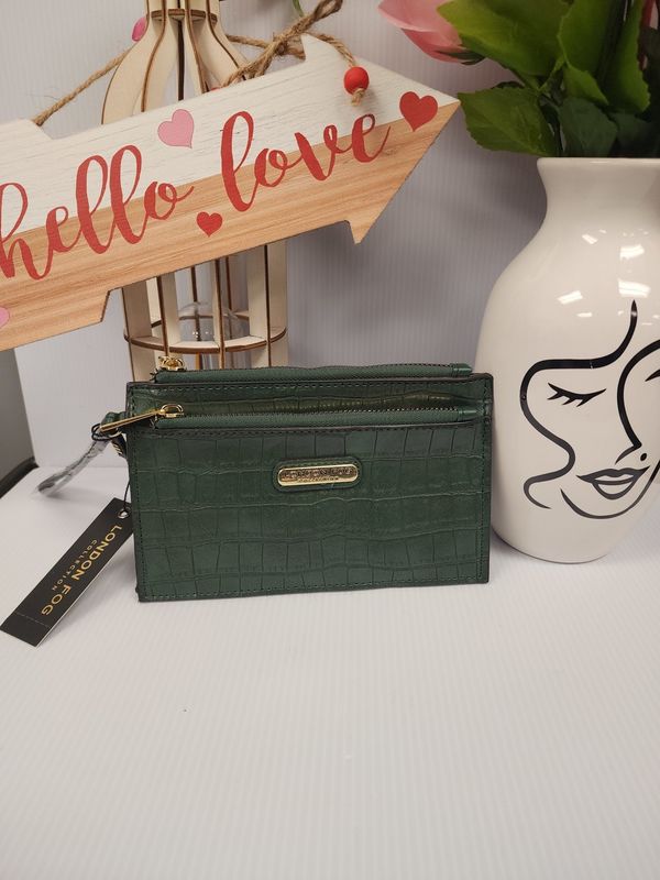 London Fog Danica Croco Wristlet Double Pouch (NWT)