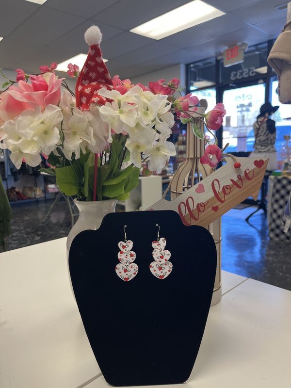 White Dangle Winged Heart Earrings