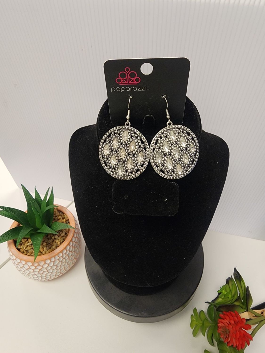 Paparazzi: Medallion Stallion- Silver Earrings (NWT)