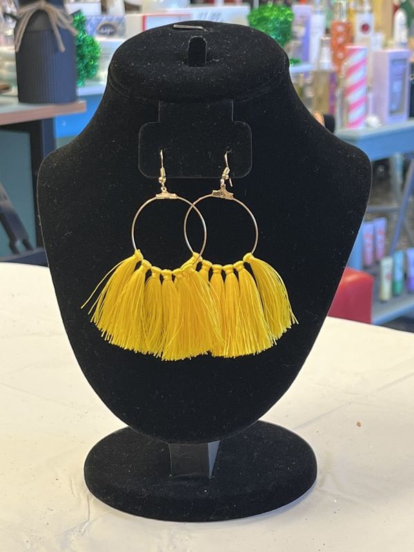 Yellow Circle Tassel Earrings