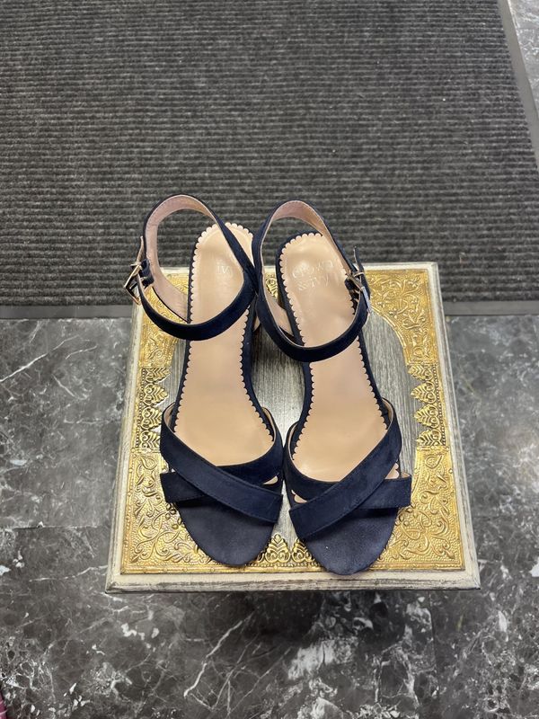 Crown &amp; Ivy Ella Block Heel Blue Sandals (8.5) Pre-owned