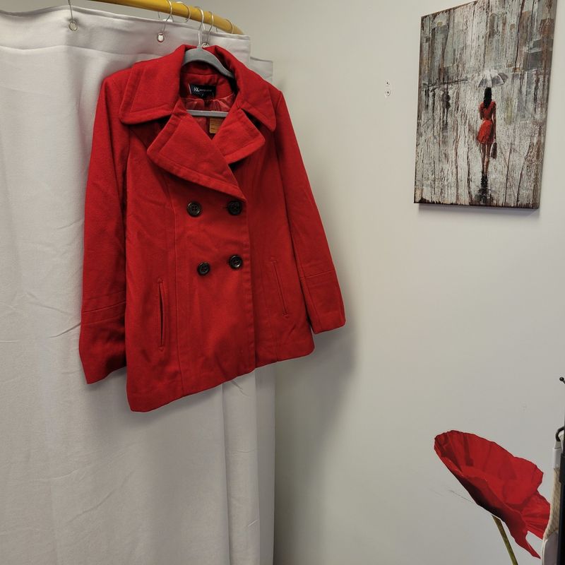 Anne Klein Ruby Red Wool Coat (M) Pre-owned