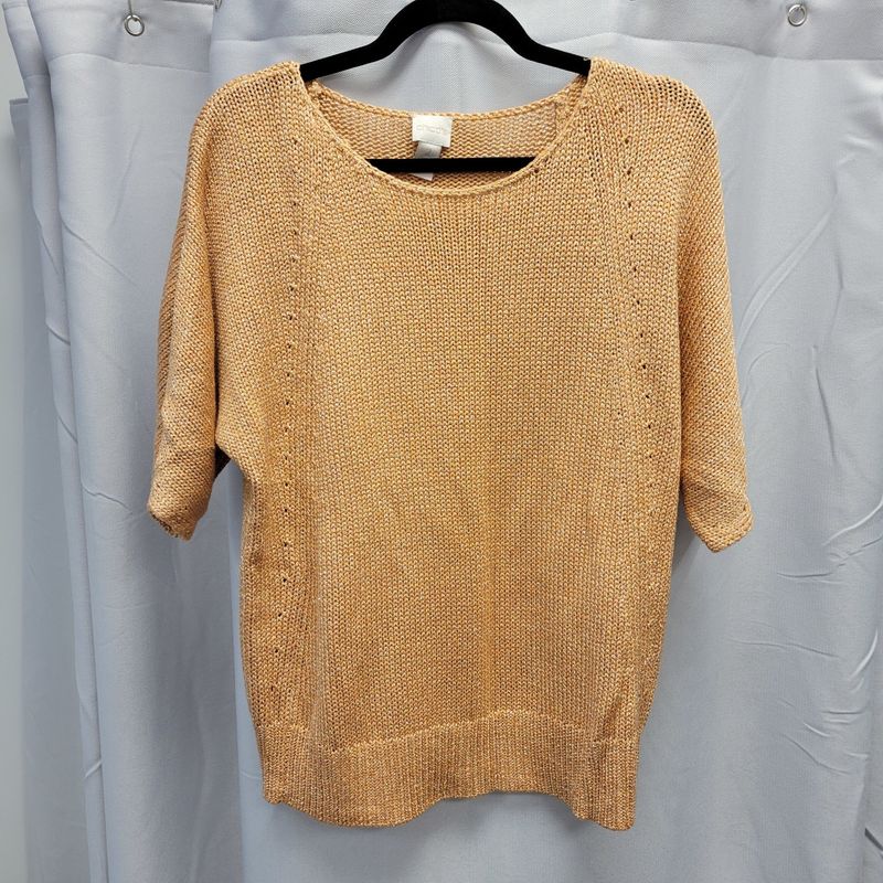 Chico&#39;s Peach Shimmer Knit Sweater (2)L/12 Pre-owned