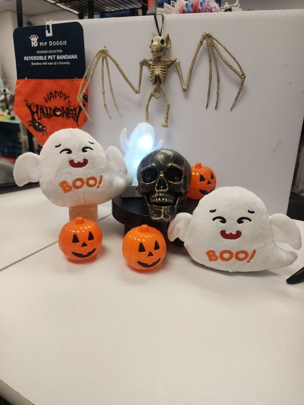 Halloween Plush Ghost BOO! Dog Toy- Squeaker, Crinkle