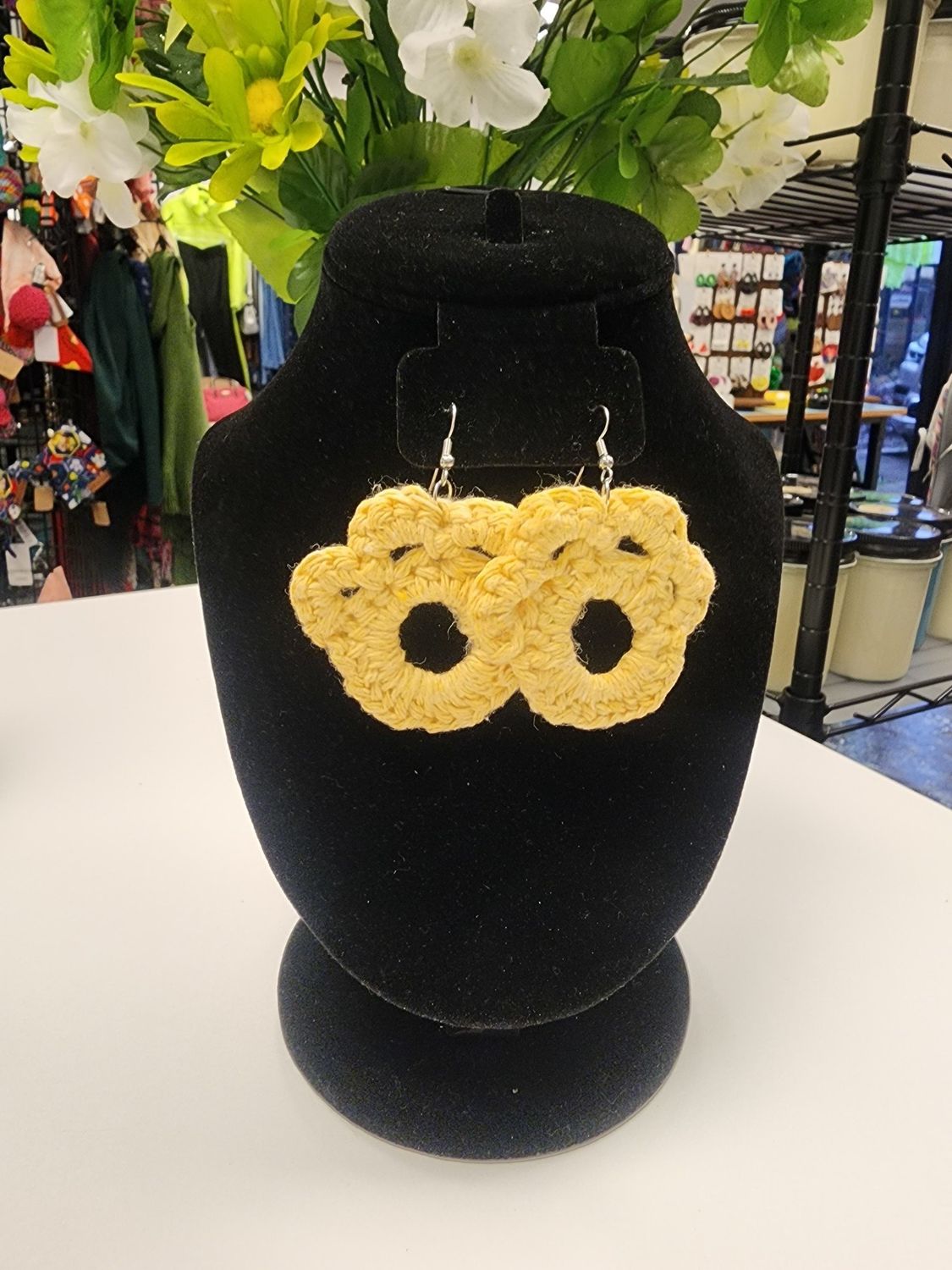 Crochet Yellow Paw Earrings