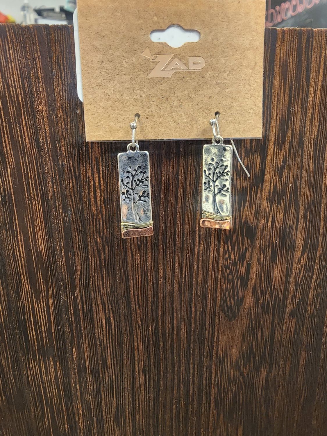 Tri-Metal Tree Sketched Earrings