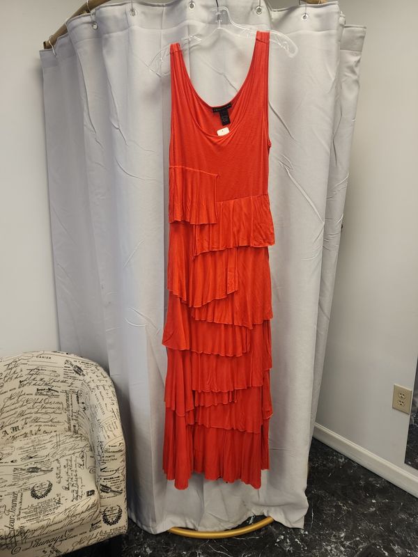 Grace Elements Red Ruffle Tiered Maxi Dress (L) Pre-owned