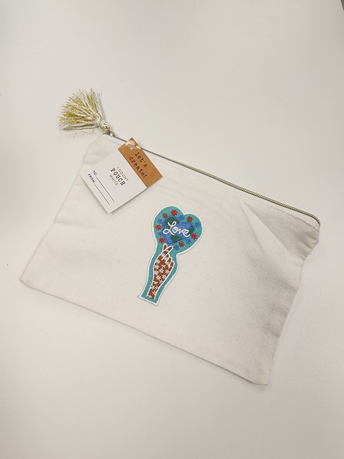White &quot;Love&quot; Pouch (nwt)