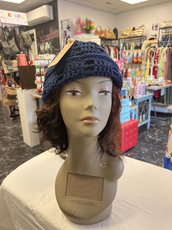 Crochet Lightweight Navy Beanie Cap (OS)