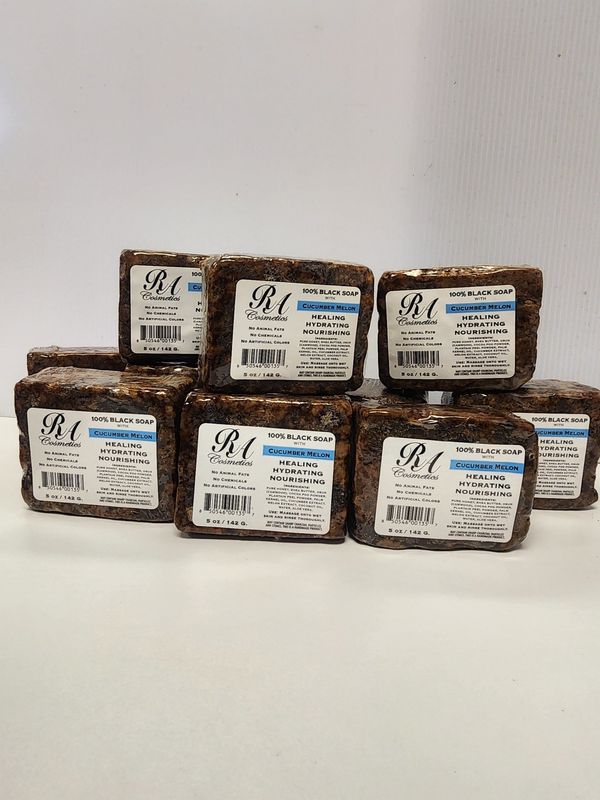 100% African Black Soap with Cucumber Melon (5oz)