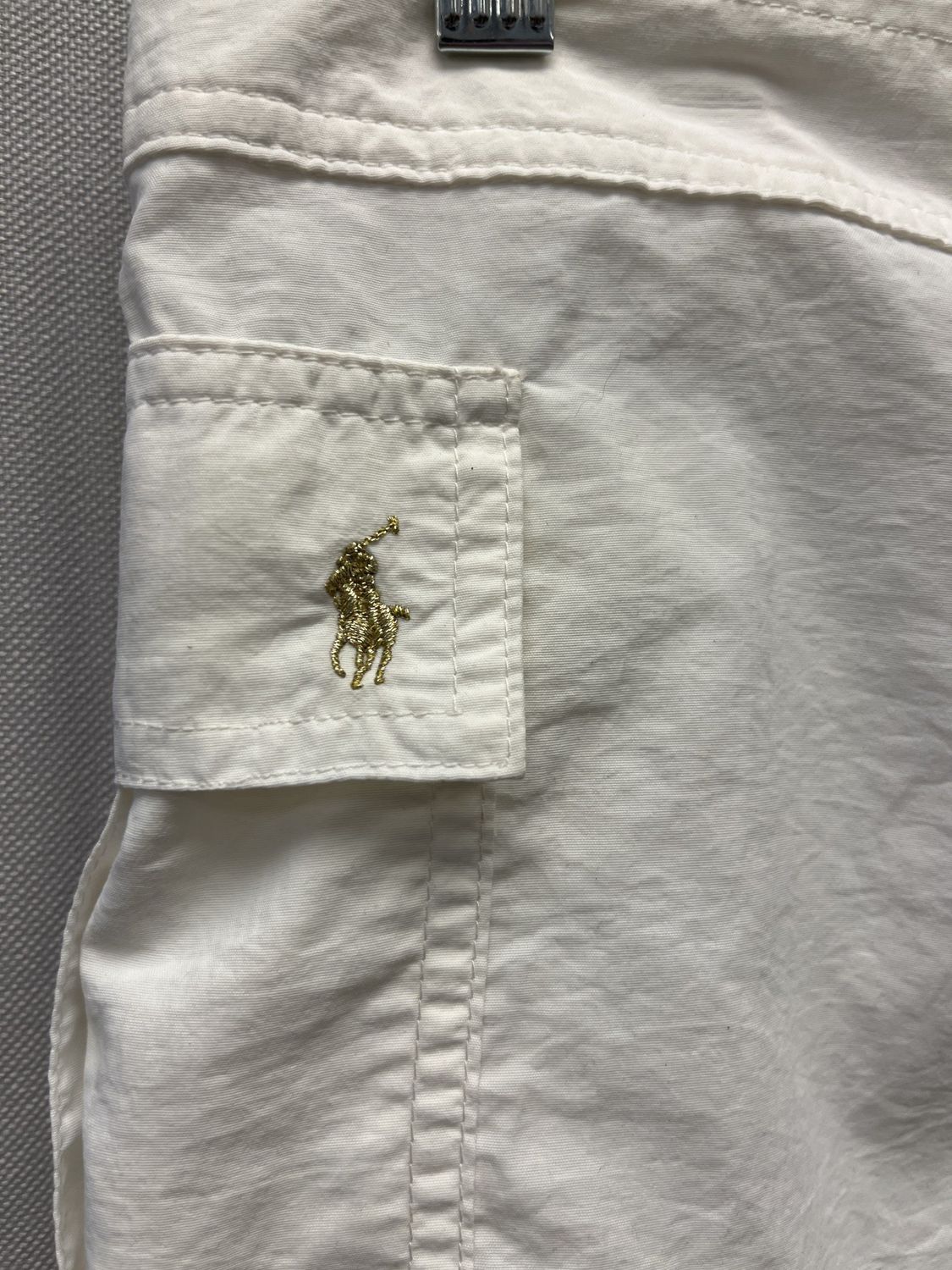 White Nylon Shorts With Side Pockets and Front Tie (M) Pre-owned