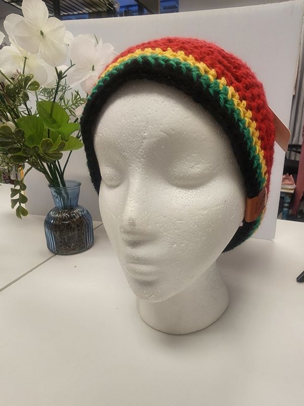 Crochet (RED)100% Cotton Jamaican Inspired Slouchy Beanie