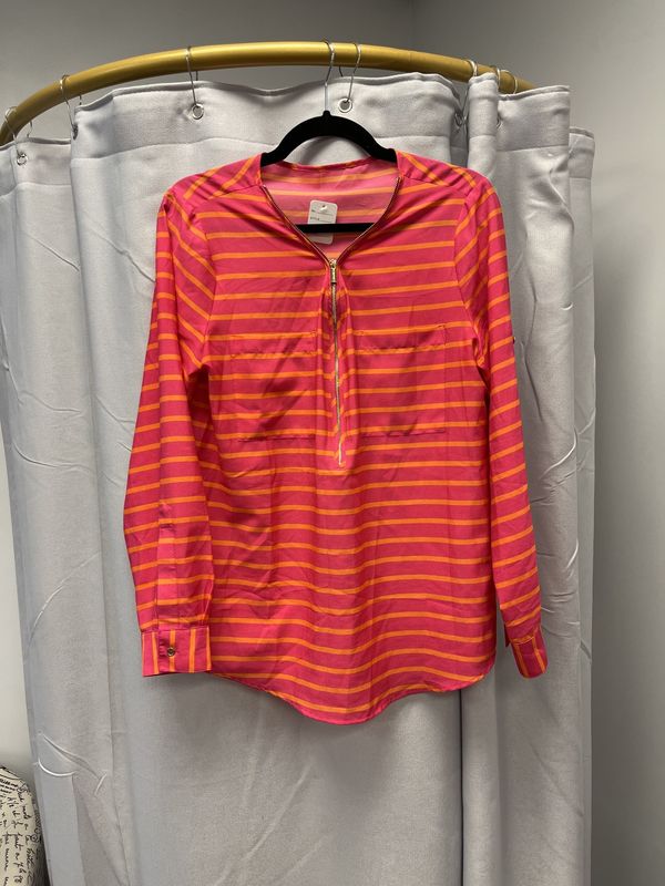 Calvin Klein Pink and Melon Striped Top (L) Pre-owned