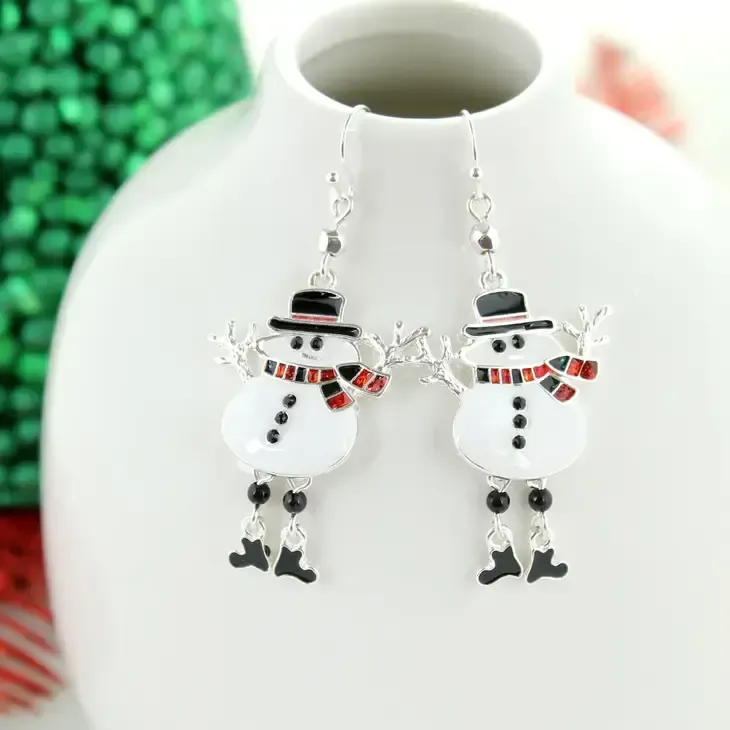 Snowman Dangle Leg Earrings