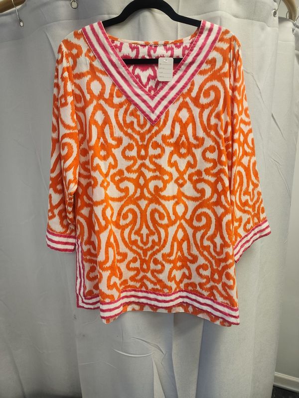 Gretchen Scott Pink/Orange Tunic Cover Up (M) Pre-owned