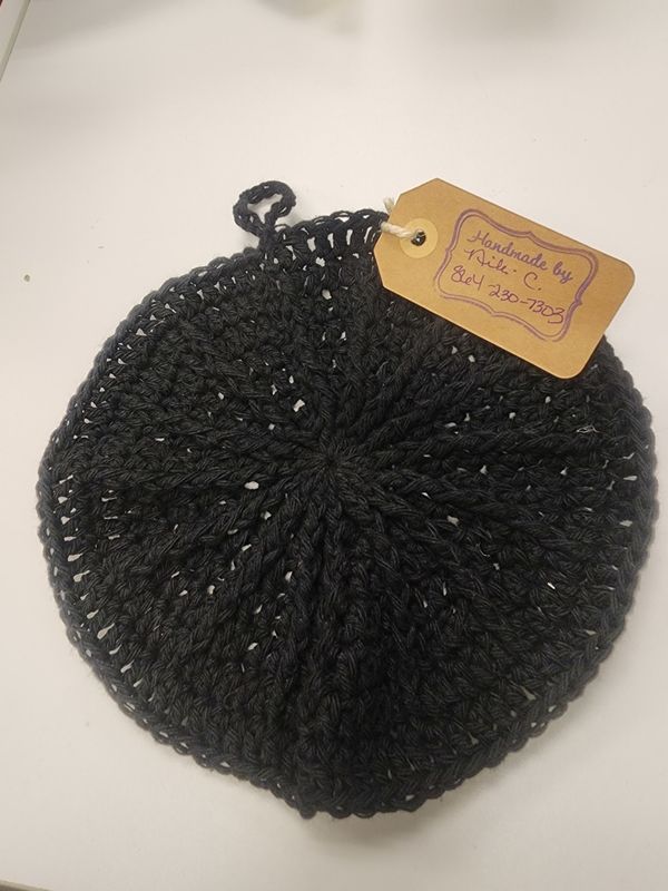 Black Round 100% Cotton Yarn Dishcloth/Pot holder 7 1/2 X 7 1/2