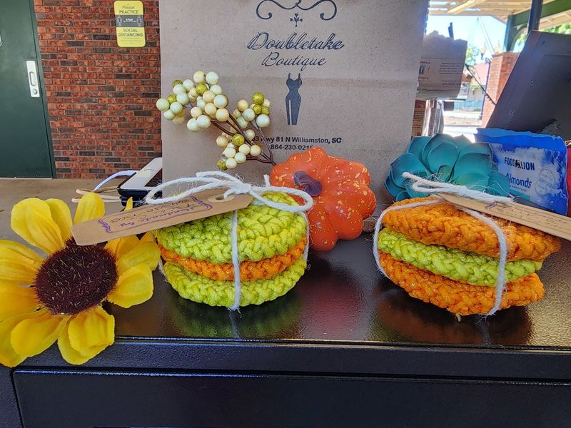 Lime Grn/Orange Scrubby Yarn Pads (Set of 3) 3X3