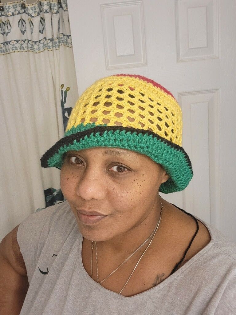 Crochet Jamaican Inspired 100% Cotton Mesh Bucket Hat