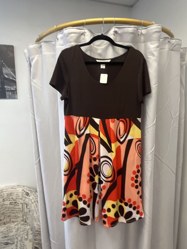 AA Studio Funky Retro Geometric Print Dress (12) Pre-owned