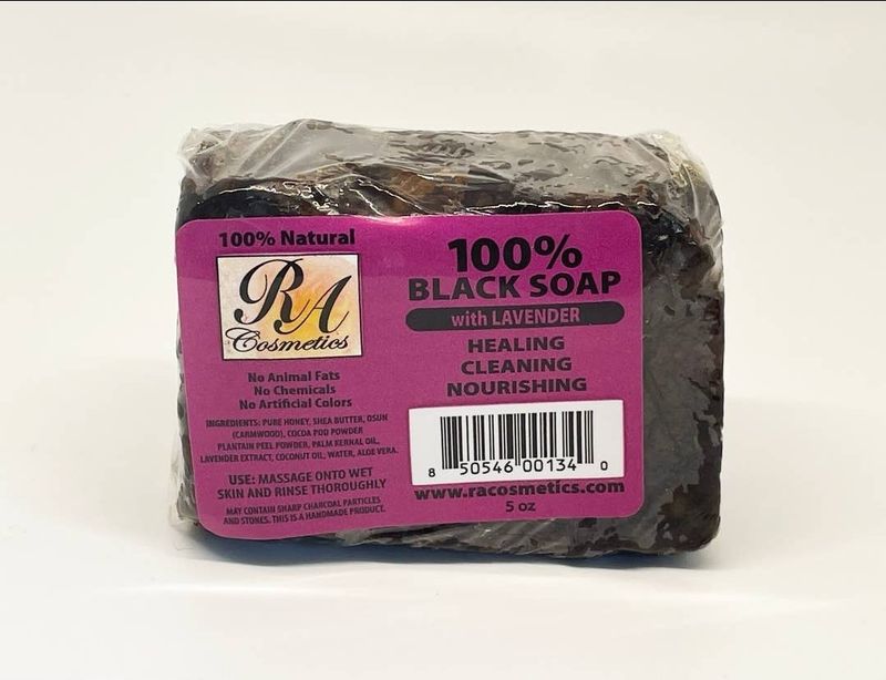 100% African Black Soap with Lavender (5oz)
