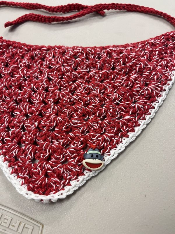 Crochet Sock Monkey Bandana w/ Tie (Lrg)