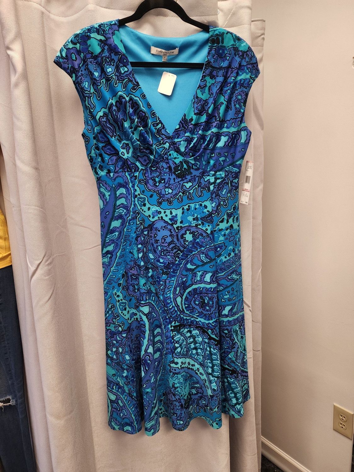 Evan Picone Turquoise/Purple Printed Dress (10) NWT