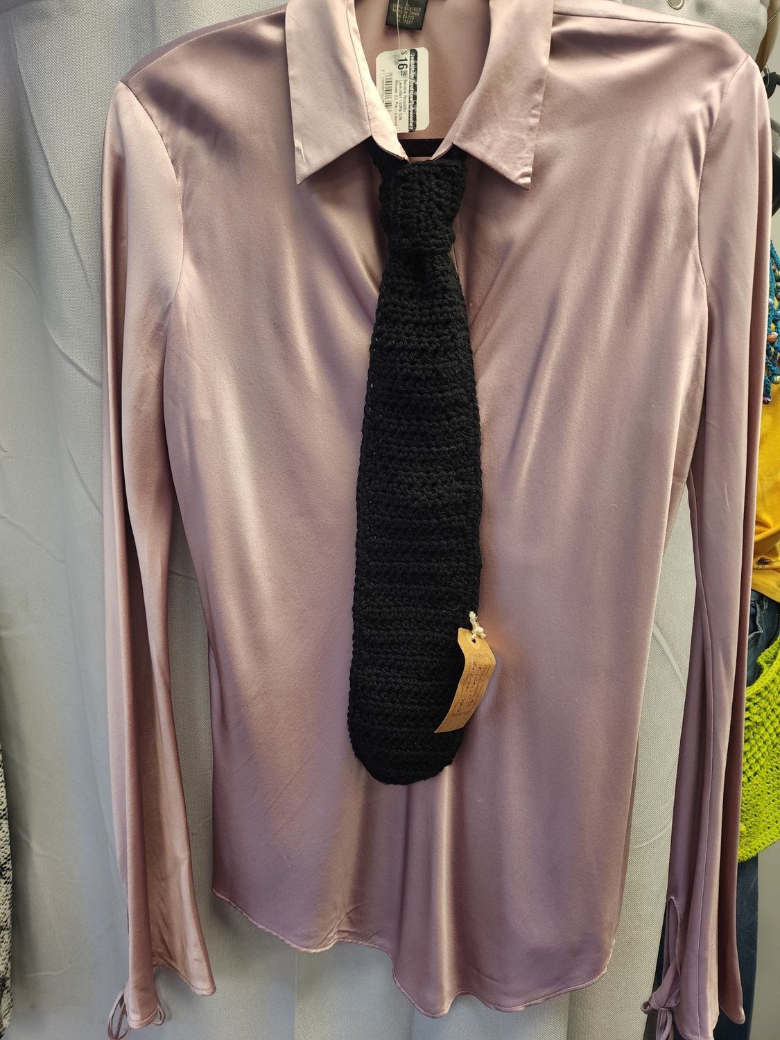 Crochet Men&#39;s Cotton Black Tie