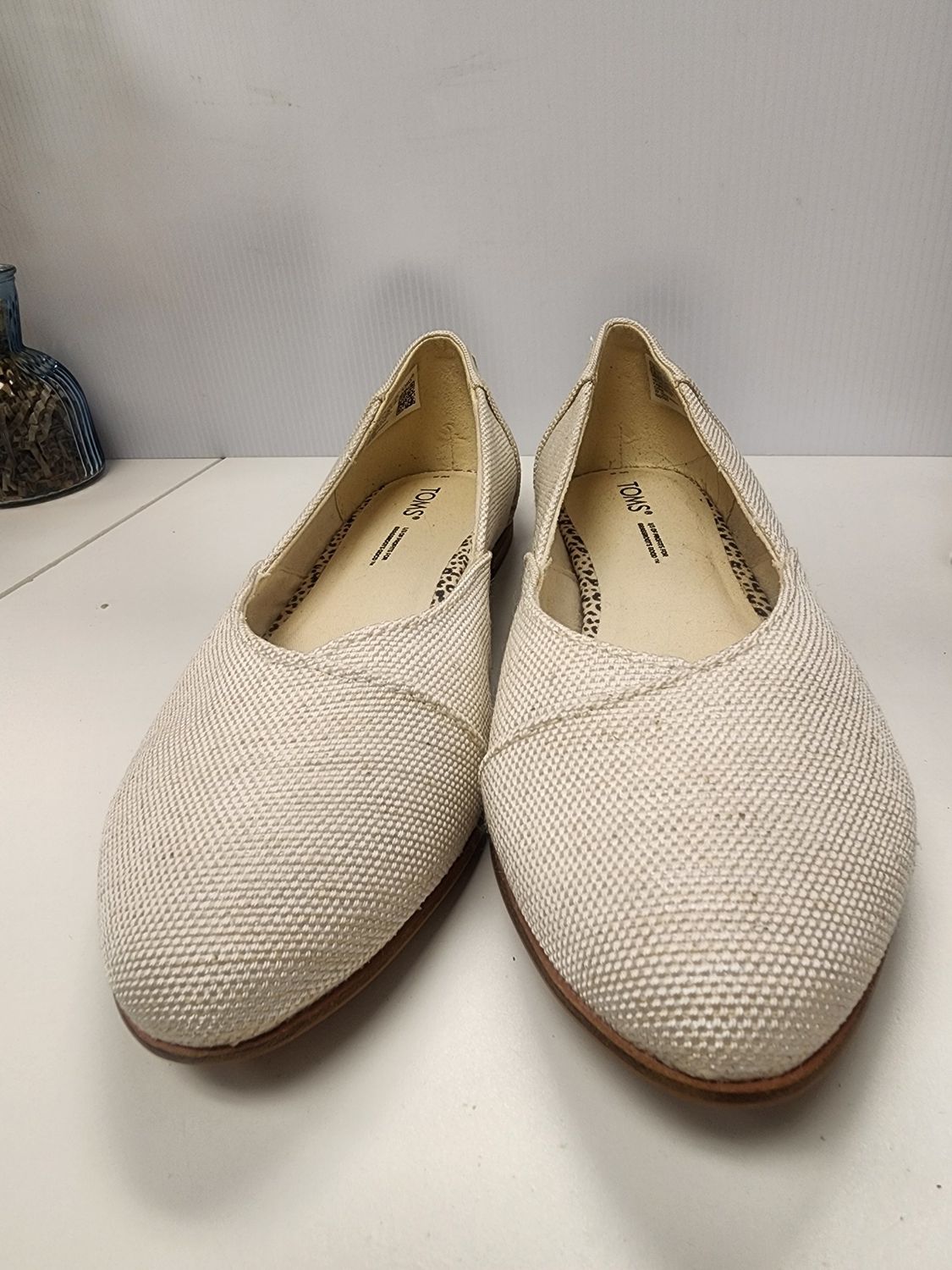 Tom&#39;s Natural Melange Woven Jutti Neat Flats (8M) Like New