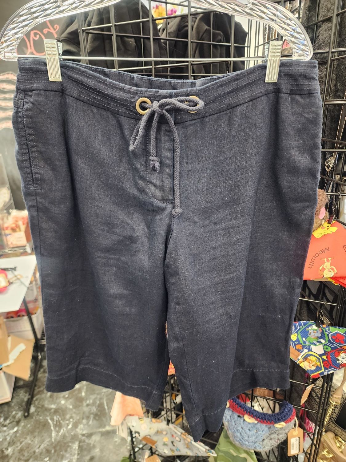 J. Crew Dk Blue Linen Shorts (10) Pre-owned