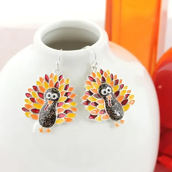 Enamel Turkey Earrings