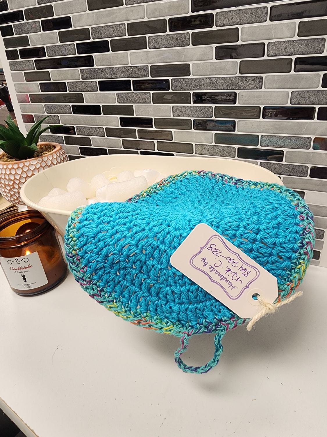 Crochet Cotton Mod Blue Cari Rnbow Brdg Trim Potholder