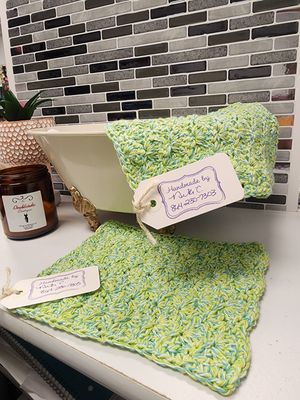 Crochet Cotton Lemon-lime Twist Dishcloth