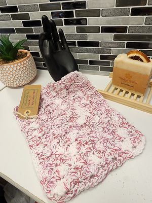 Crochet Cotton Shred Crimson Dishcloth