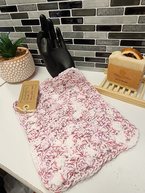 Crochet Cotton Shred Crimson Dishcloth