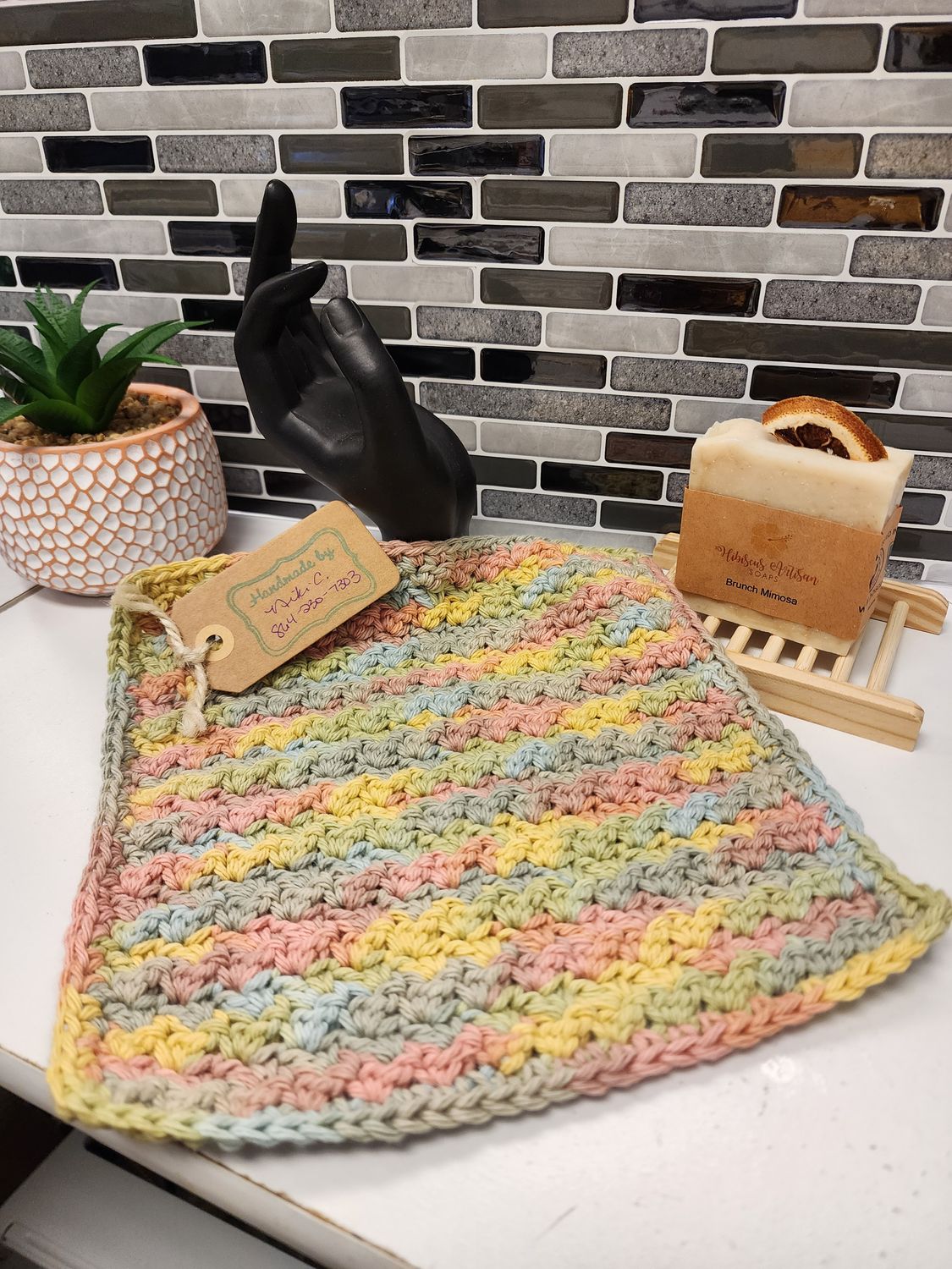 Crochet Cotton Pastel Ombre Dishcloth
